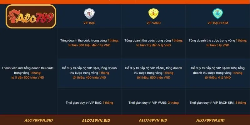 VIP ALO789 – Đặc Quyền Đẳng Cấp Dành Cho Hội Viên Thượng Lưu 3 Hệ thống cấp bậc trong hệ thống VIP ALO789